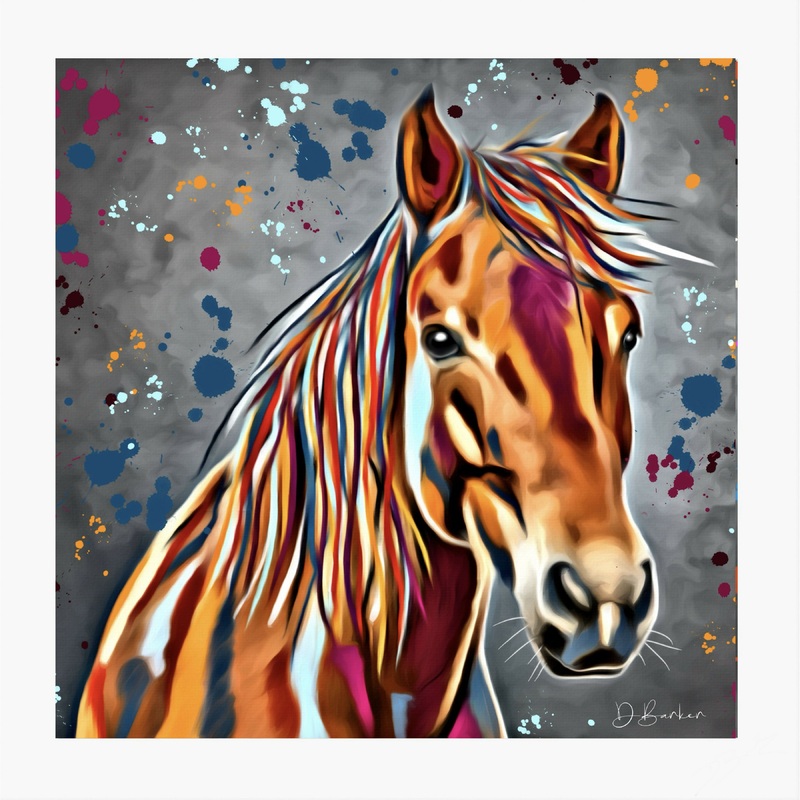 HORSE – COLOUR SPLASH MOUNTED ARTWORK.