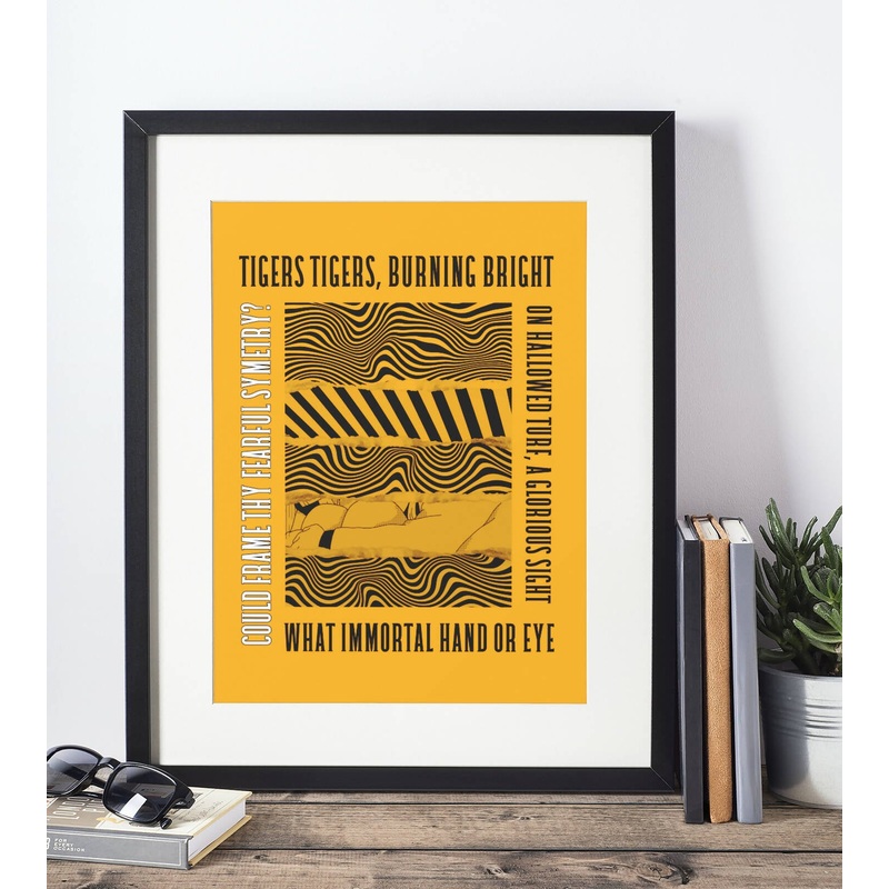 Hull City Art Print TIGERS TIGERS LYRICS Design in Amber