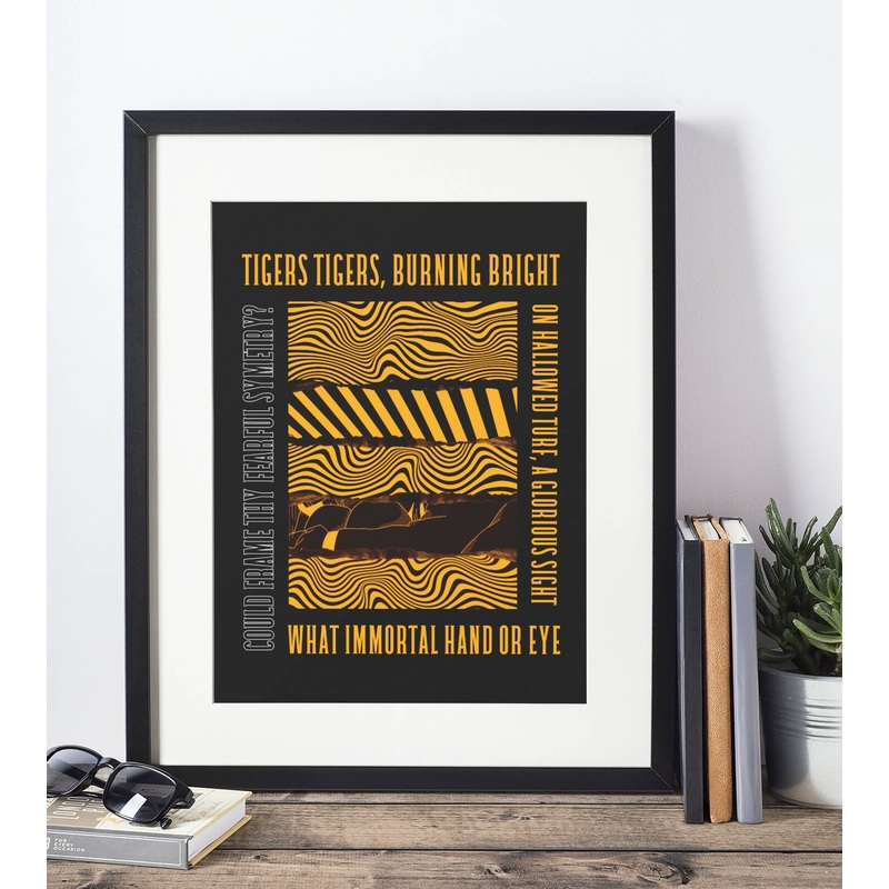 Hull City Art Print TIGERS TIGERS LYRICS Design in Black