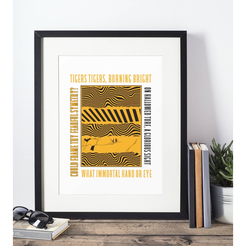 Hull City Art Print TIGERS TIGERS LYRICS Design in White