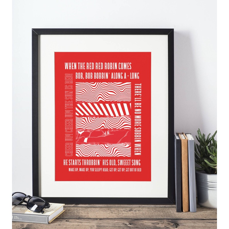 Hull KR Art Print RED RED ROBIN LYRICS Design in Red