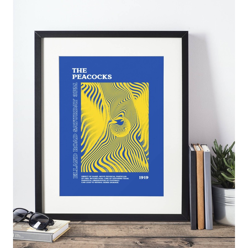 Leeds Utd Art Print PSYCHEDELIC Design in Blue