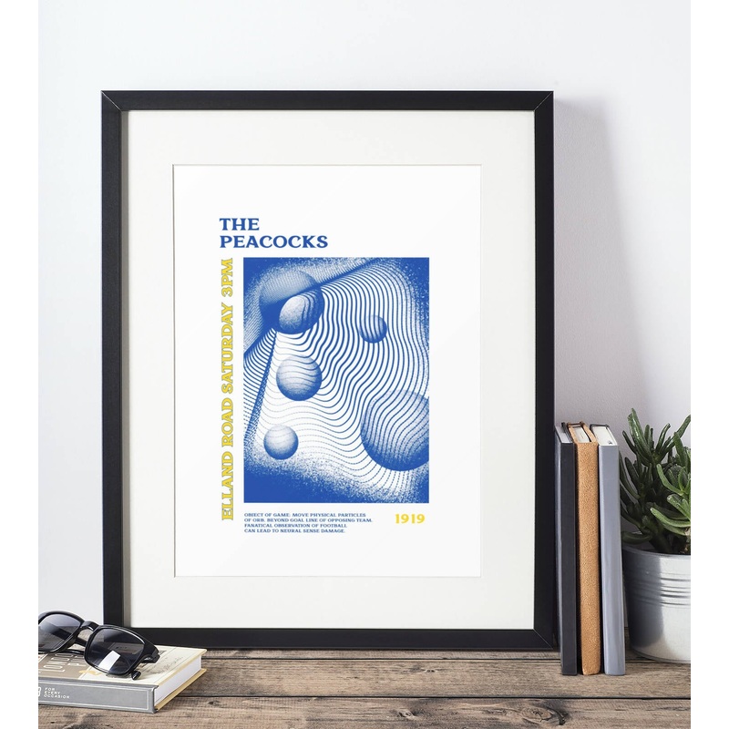 Leeds Utd Art Print PSYCHEDELIC Design in White