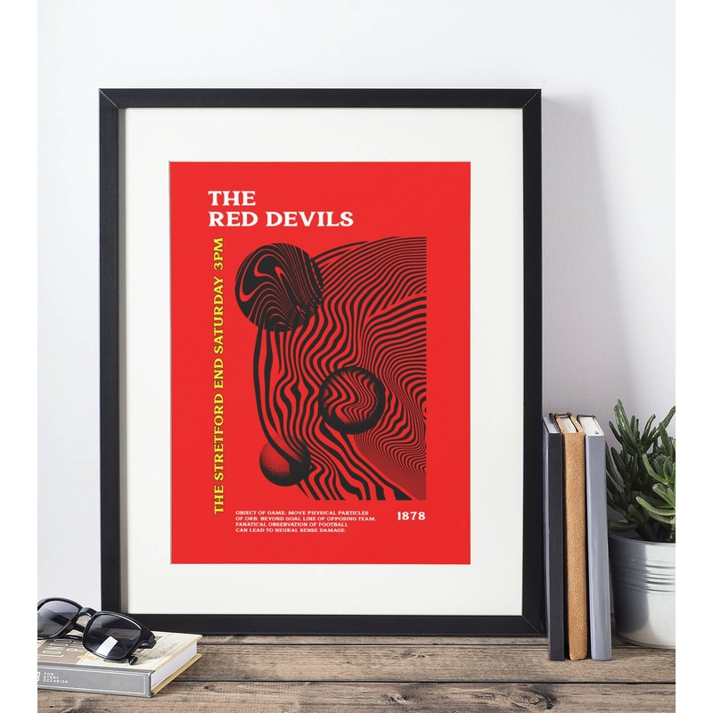 Manchester Utd Art Print PSYCHEDELIC Design in Red