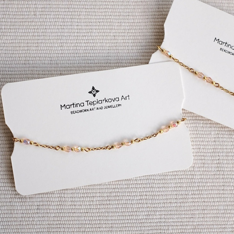 Pink Beaded Chain Bracelet