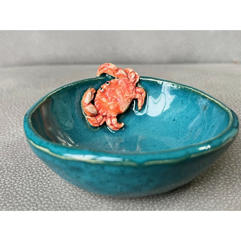 Small Sealife Bowl / Dish|Crab dish|Whale dish|Starfish bowl|Sea turtle dish|Sea shells dish|Sea turtle wheel thrown dish|Crystal glaze starfish dish|Starfish teal blue