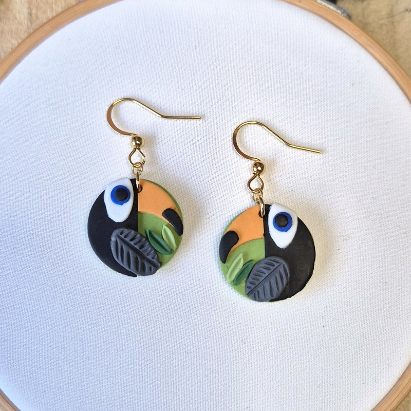 Toucan Dangle Earrings  Small