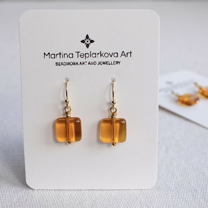 Yellow Square Earrings
