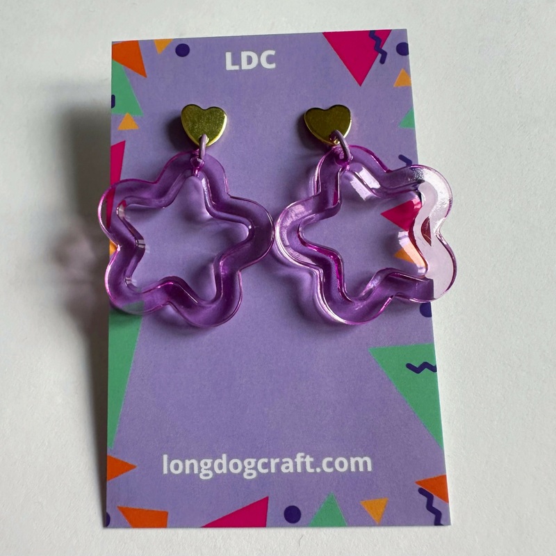 Acrylic Star Drop Stud Purple