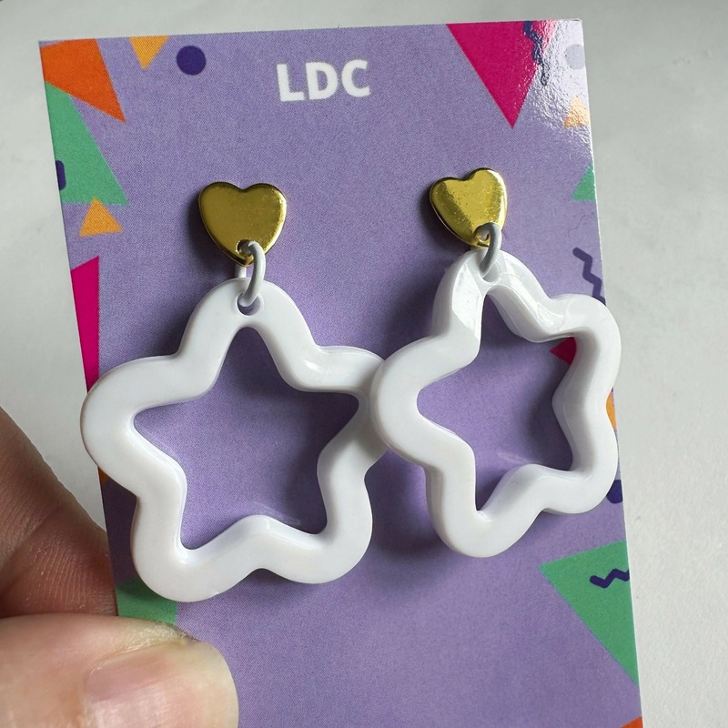 Acrylic Star Drop Stud Solid White