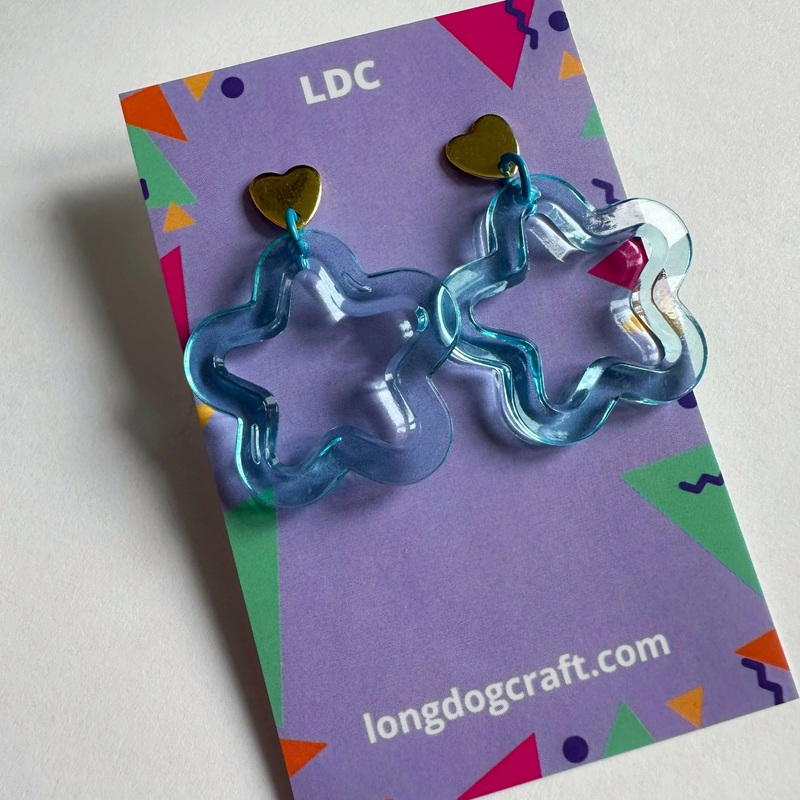 Acrylic Star Drop Stud Turquoise