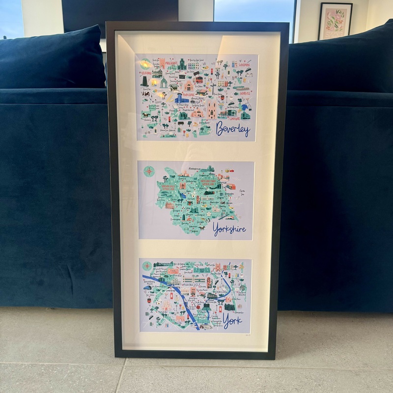 Black Framed 3 x A4 Beverley, Yorkshire, York Art Prints