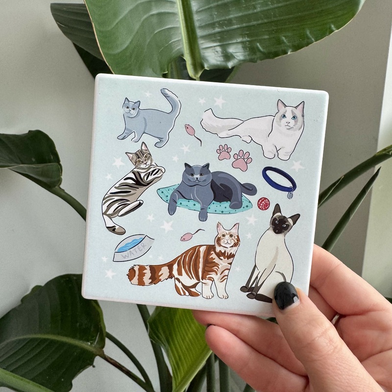 Ceramic Cats Art Coaster|Ceramic Coaster