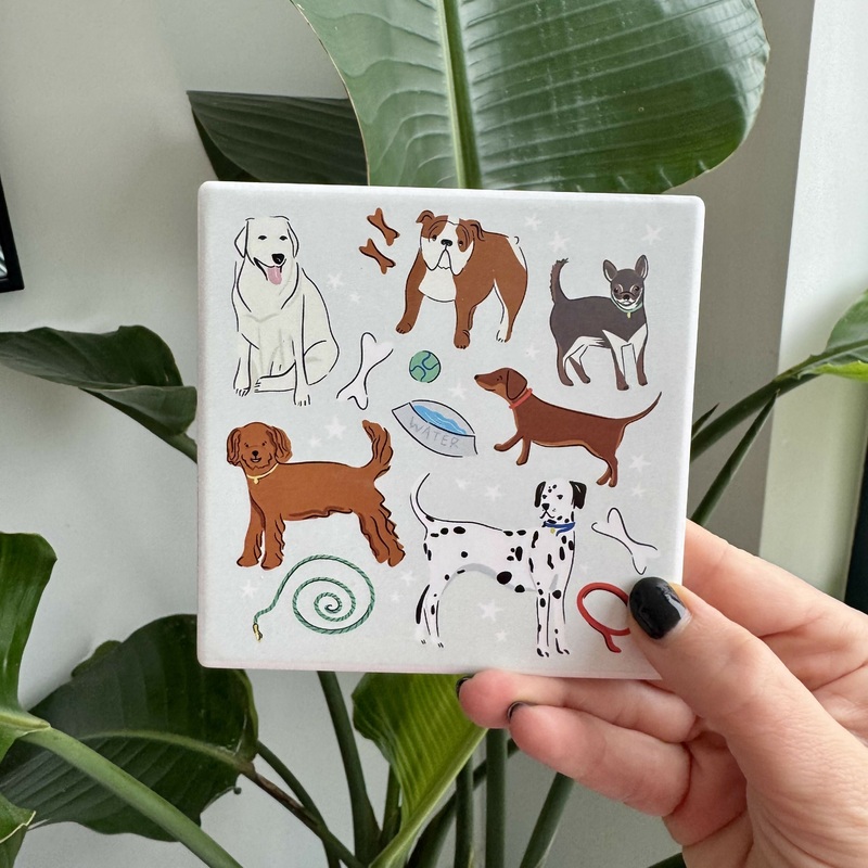 Ceramic Dogs Art Coaster|Ceramic Coaster