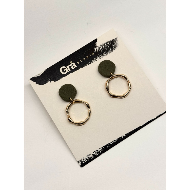 Dahlia / Statement earrings with Gold Charm / Green