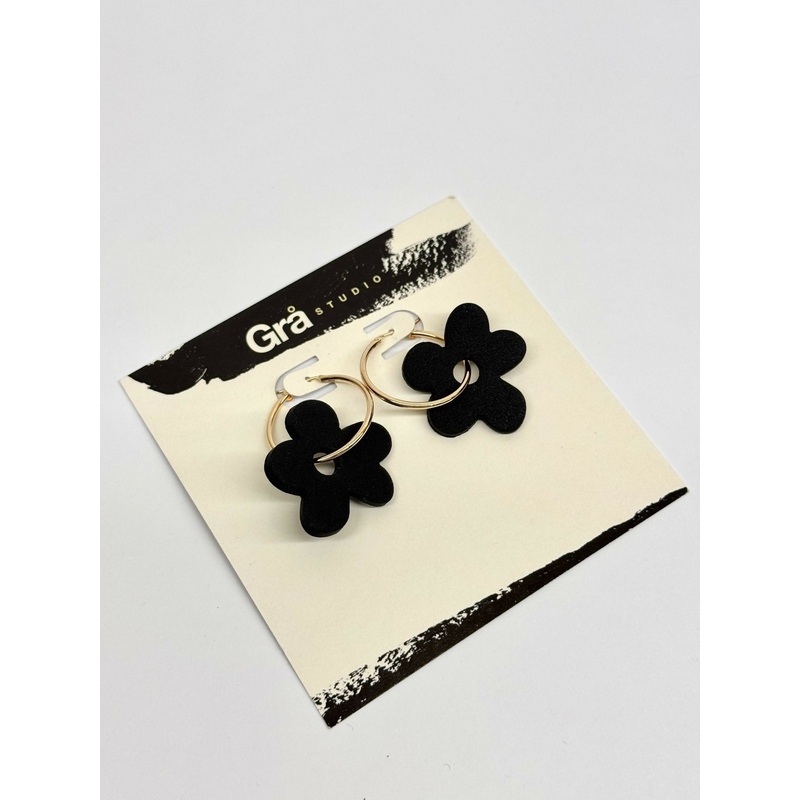 Daisy / Gold Hoop with Charm / Black