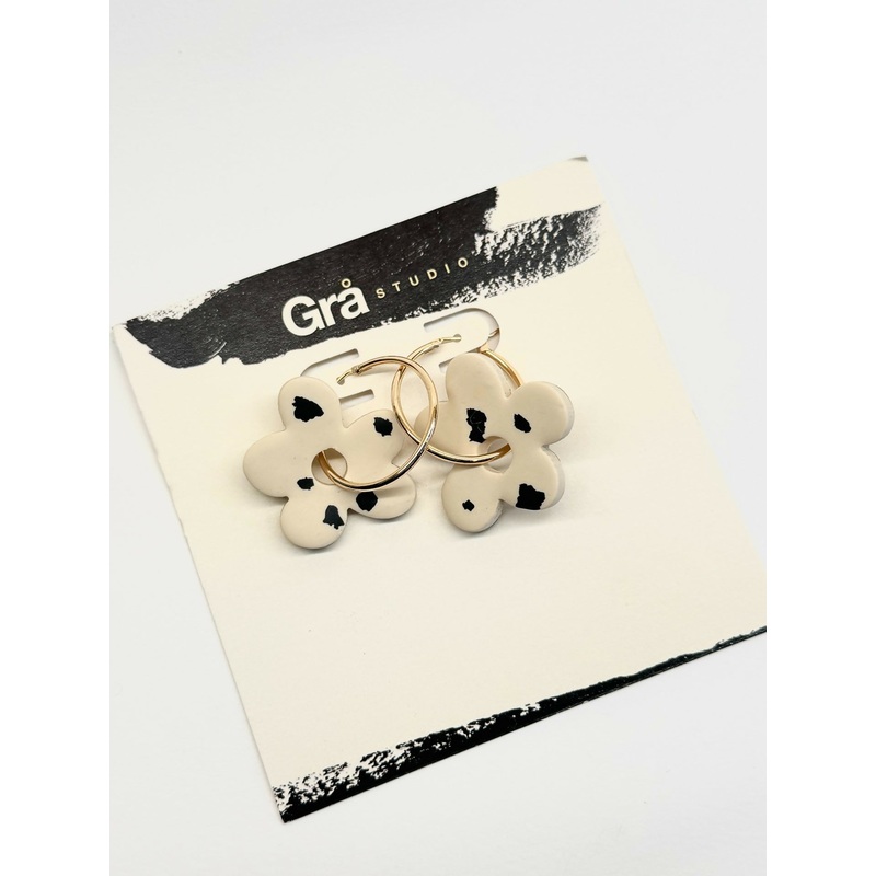 Daisy / Gold Hoop with Charm / Dalmatian