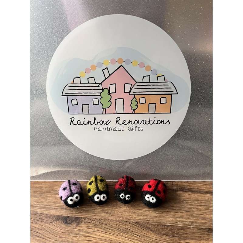 Felted Ladybird Keyring|Red|Pink|Green|Lilac|Dark red|Mustard