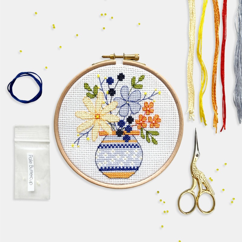 Floral Vase Cross Stitch Kit