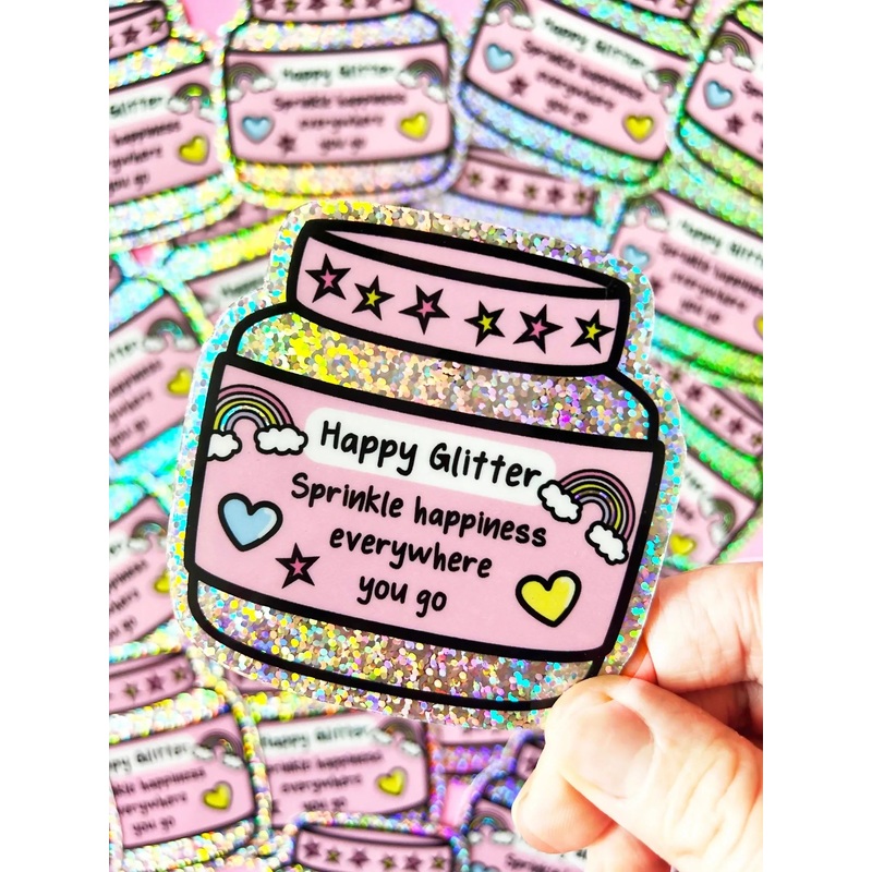 Happy Glitter Vinyl Glitter Sticker