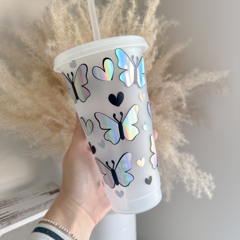 Holographic Butterfly 24oz Cold Cup
