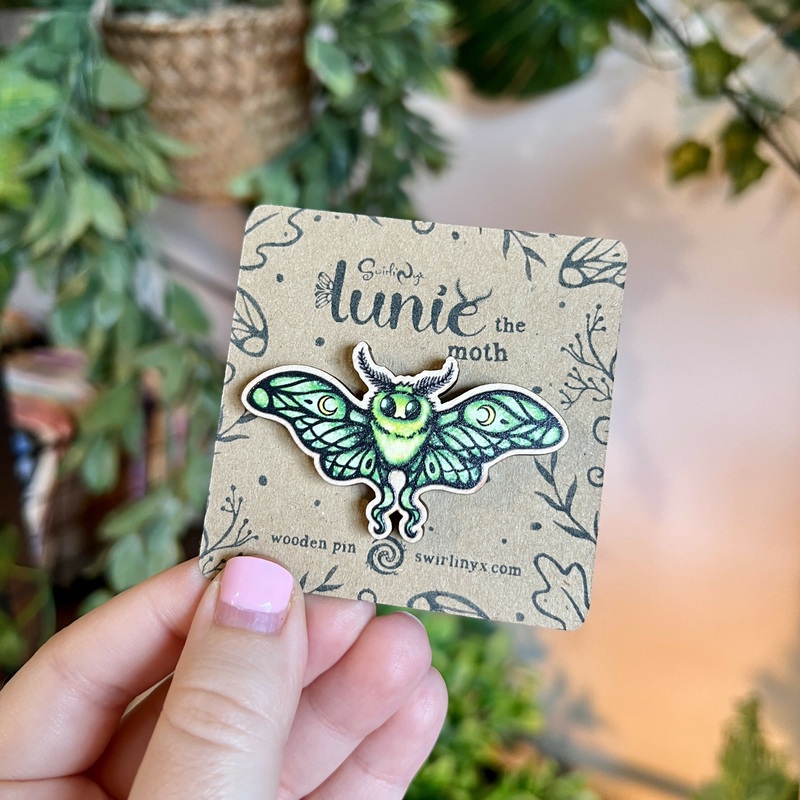 Lunie the Moth Wooden Pin