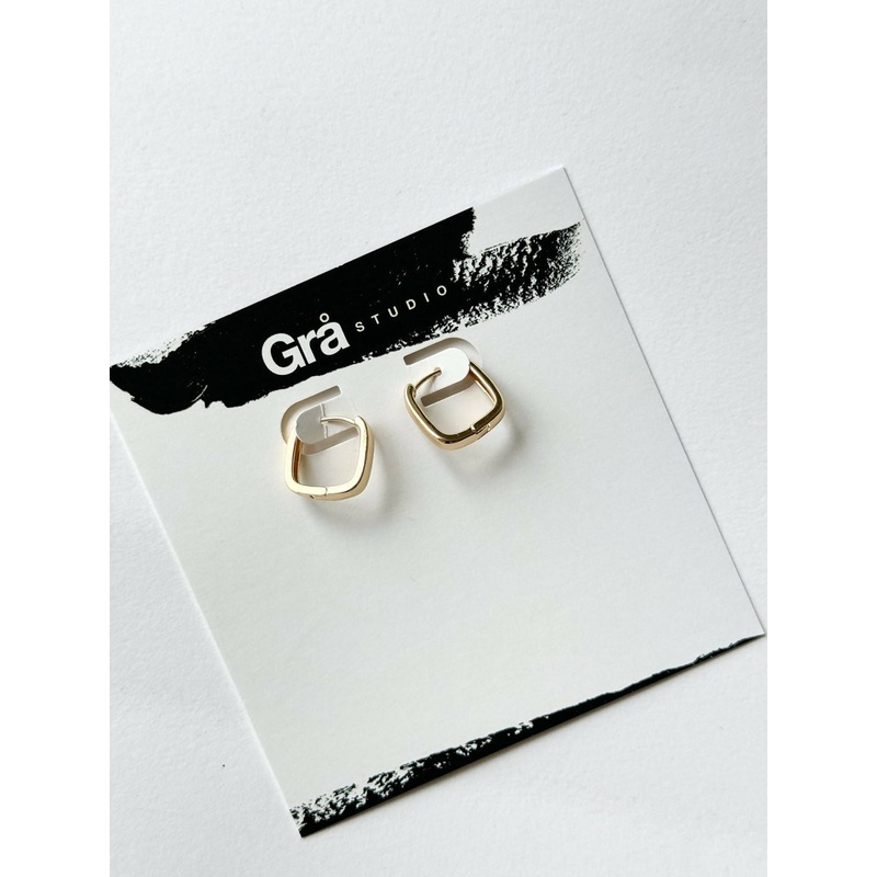 Lydia / Square 18k Gold Tarnish Free Hoops