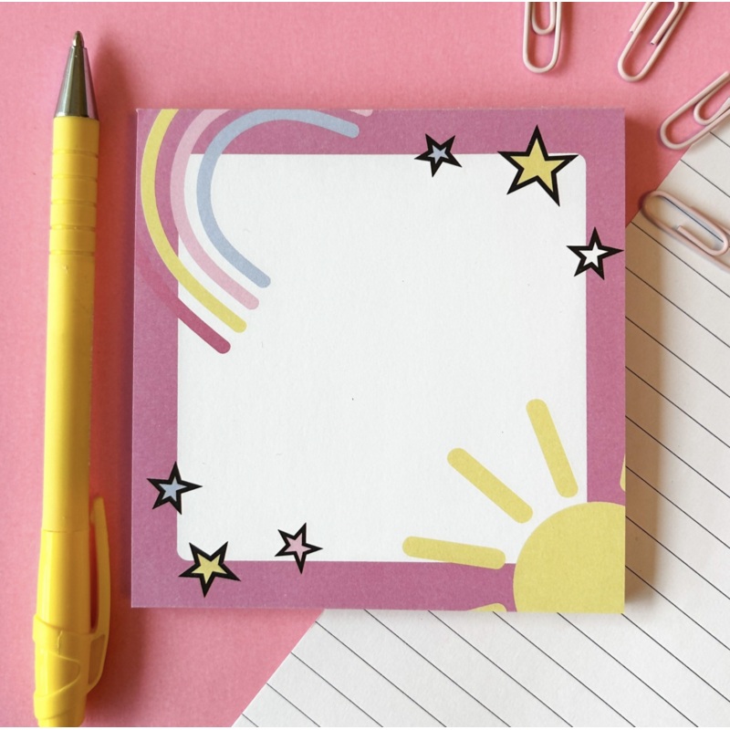 Pink Rainbow and Sun Memo Pad