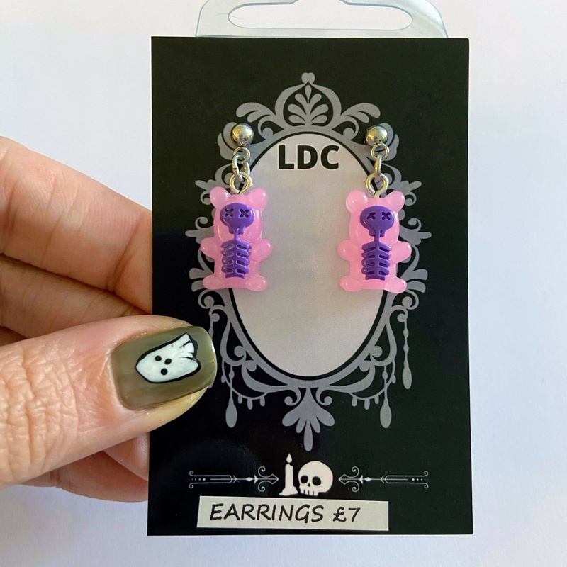 Skelebear Drop Stud Earrings