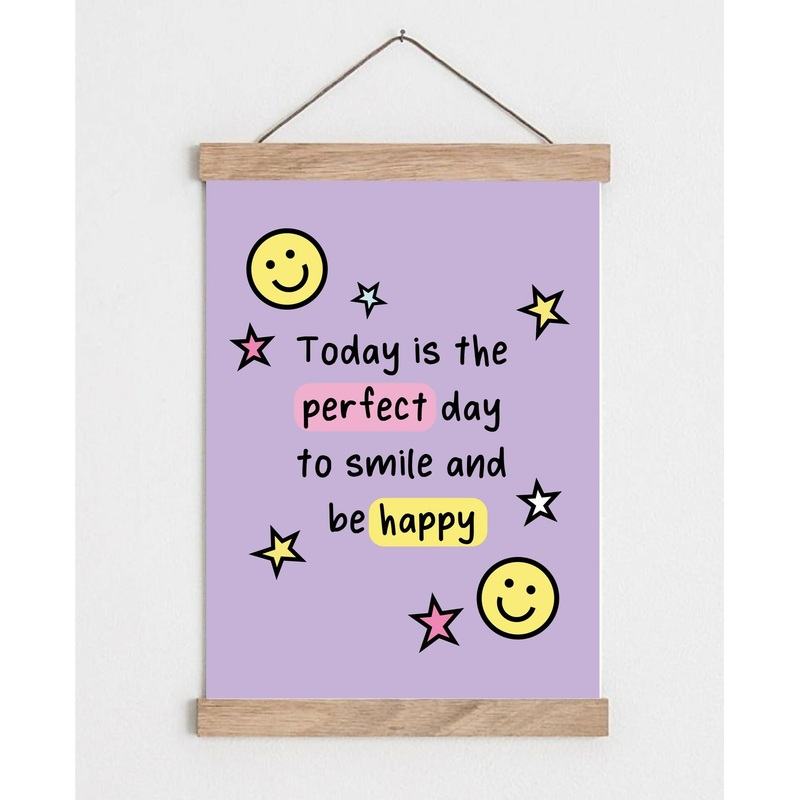 Smile and Be Happy  A5 Positive Affirmation Wall Art