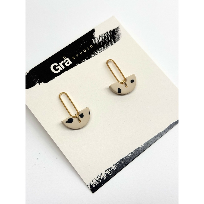 Vera / Gold Earrings with Charm / Dalmatian