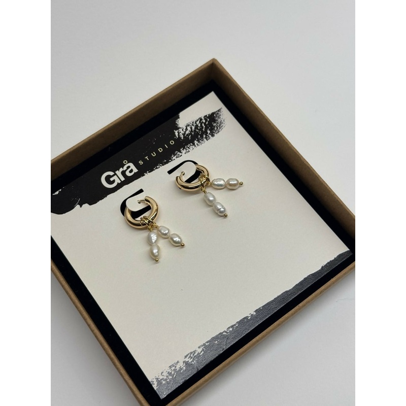 XS Millie / Mini Hoop / Freshwater pearls/ 18k Gold Waterproof