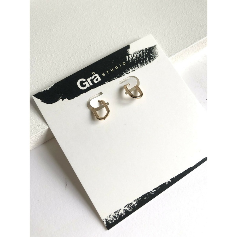 XS Valerie / Mini Gold Sqoval Hoops / Tarnish Free