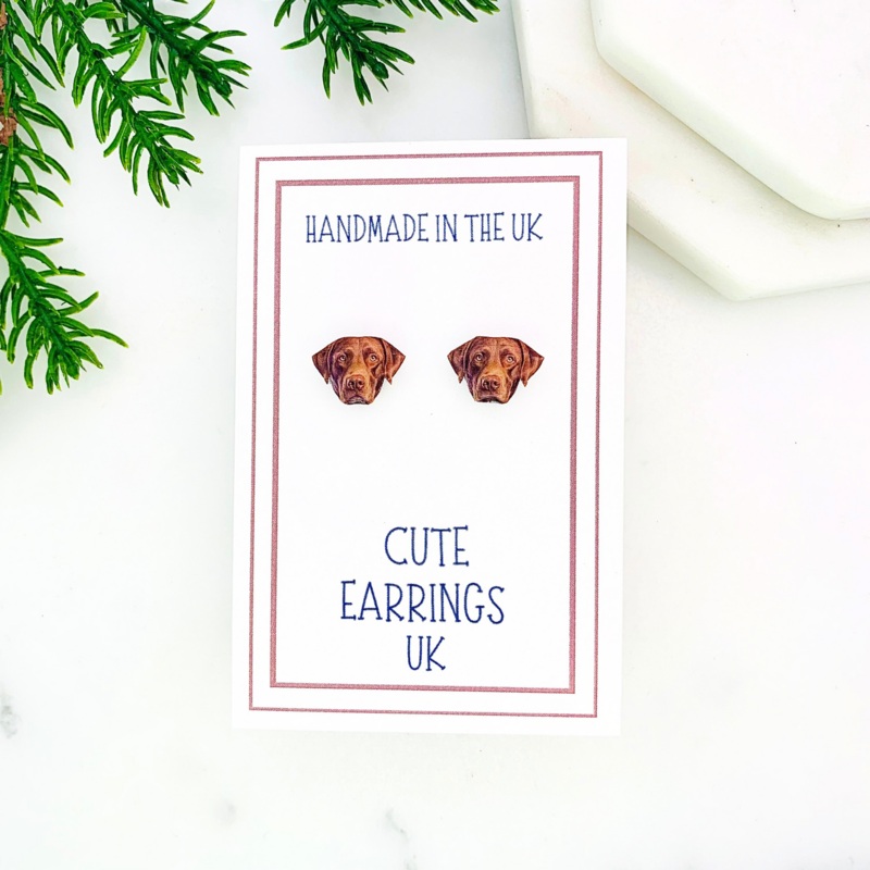 Chocolate Labrador Stud Earrings