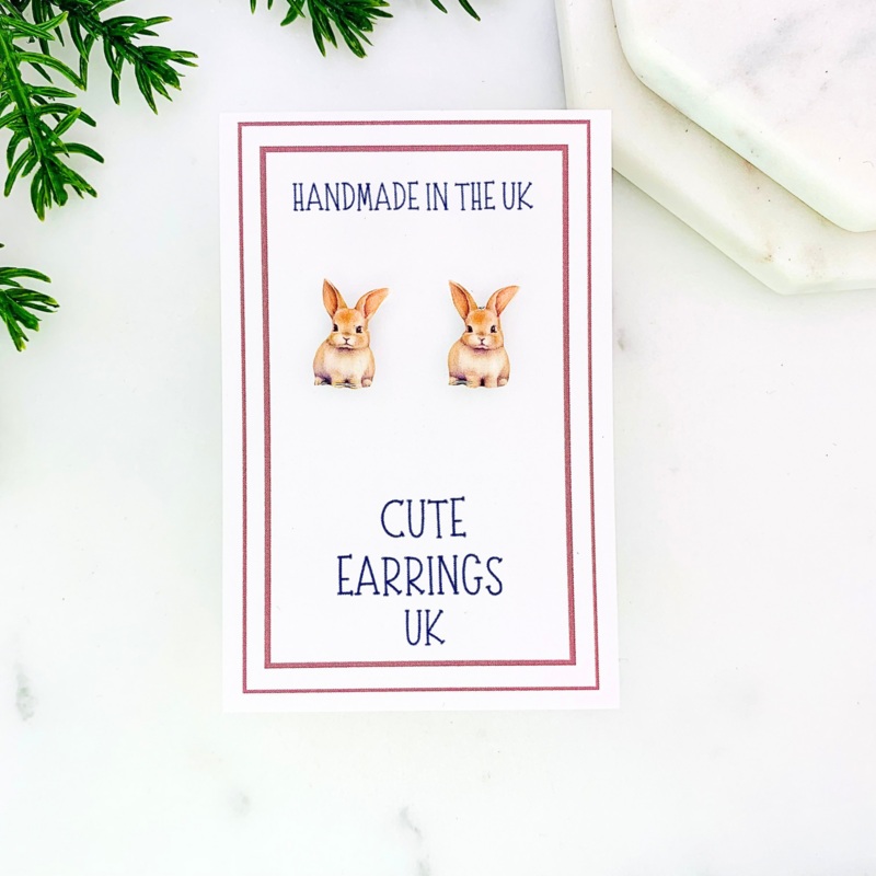 Cream Bunny Stud Earring