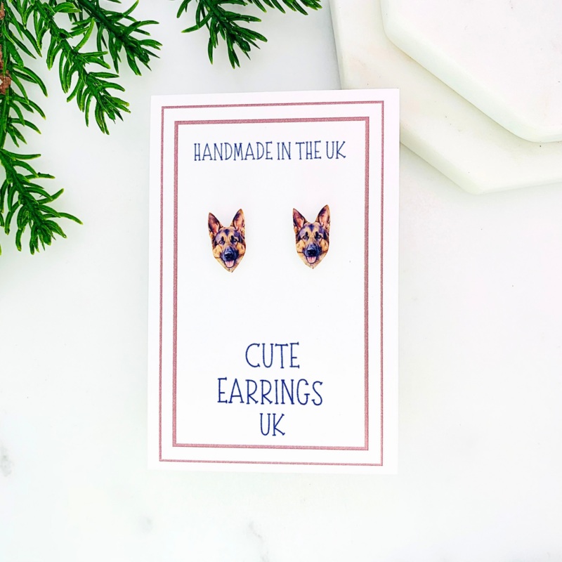 German Shepherd Dog Stud Earrings