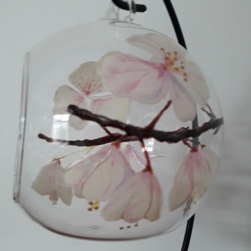Hand Painted Glass Candle Holder – Magnolias