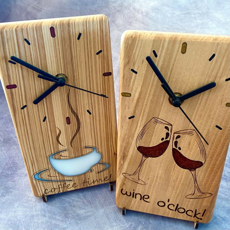 Handmade English Oak Wall Clock with Fun Resin Design