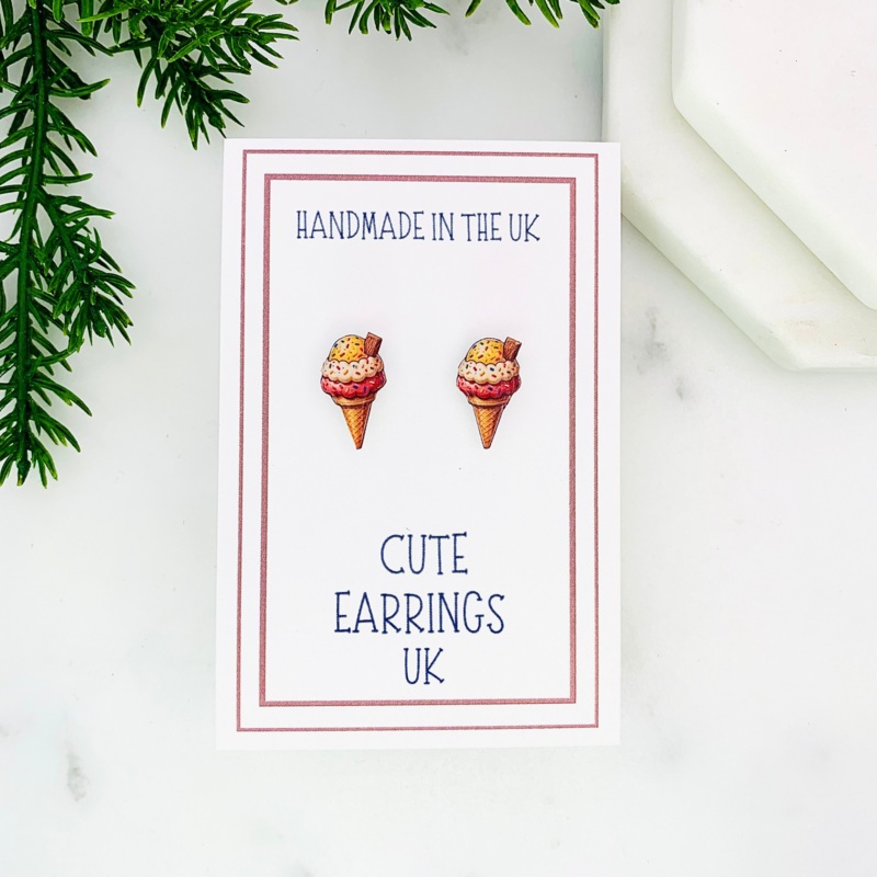 Ice Cream Cone Stud Earring