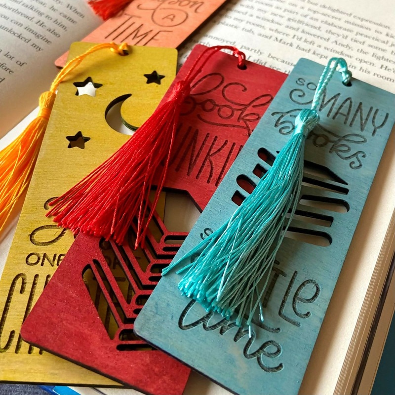 Laser Engraved Wooden Bookmark with Tassel