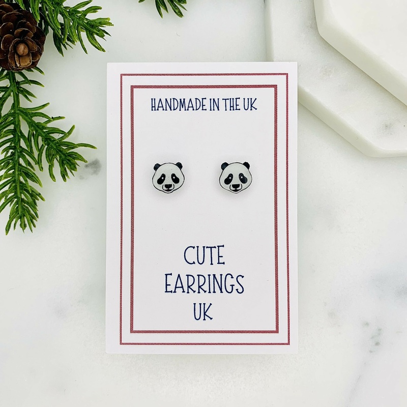 Panda Face Stud Earrings