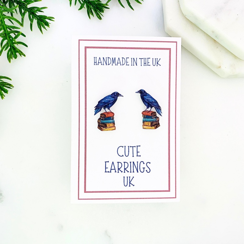 Raven & Books Stud Earring