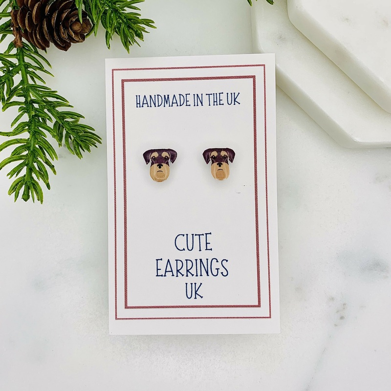 Schnauzer Dog Stud Earrings
