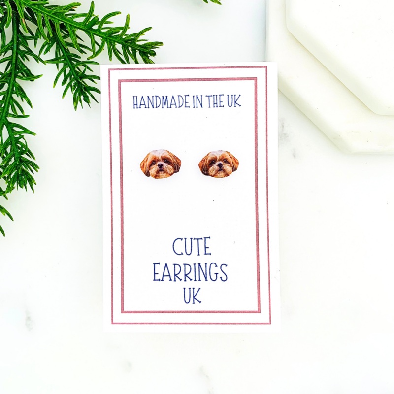 Shih Tzu Dog Stud Earrings