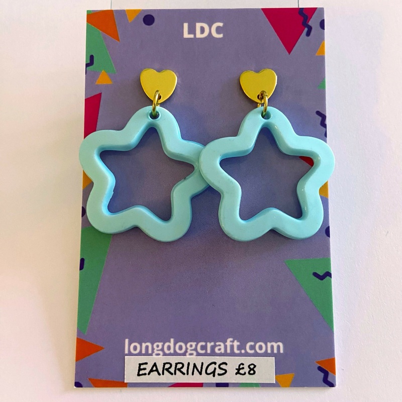 Acrylic Star Drop Stud Solid Pale Blue