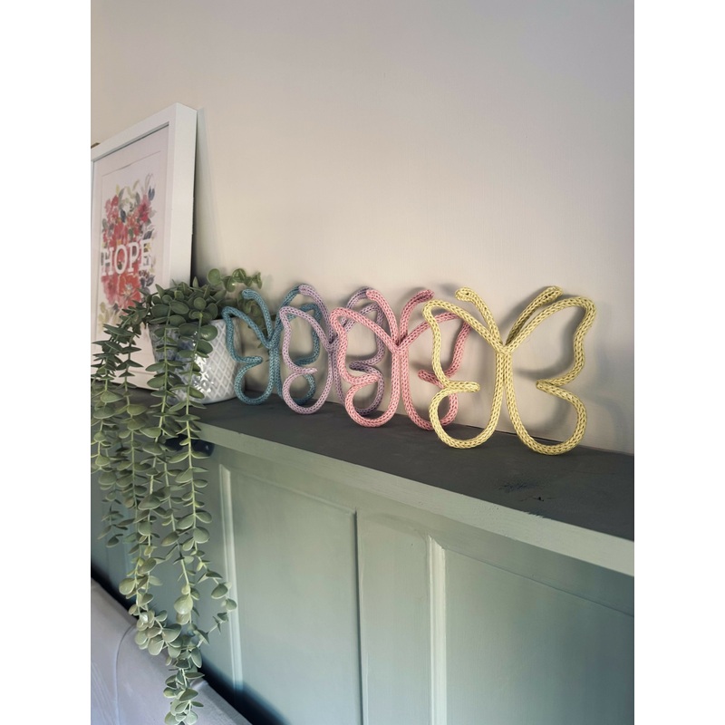 Colourful Butterfly Knitted Wire Art