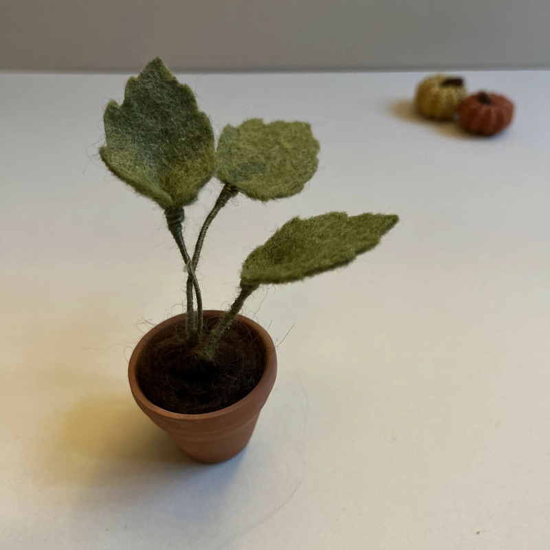 Crochet and Felt Leafy Plant Pot