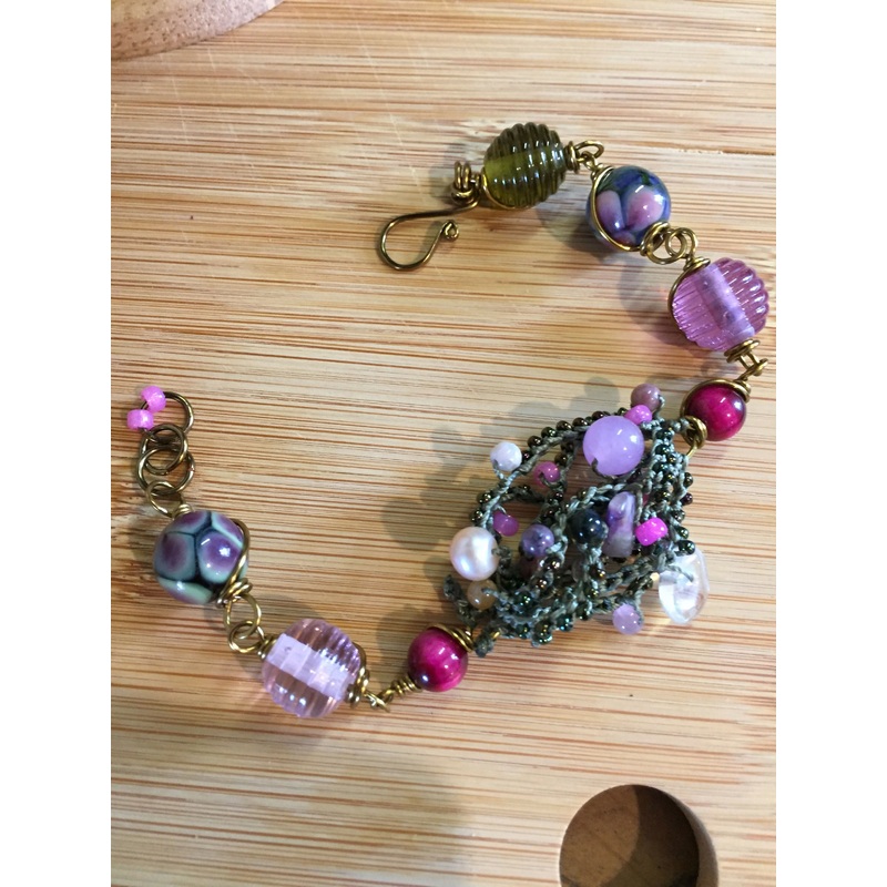 Crochet Glass Bead Bracelet Lkr148