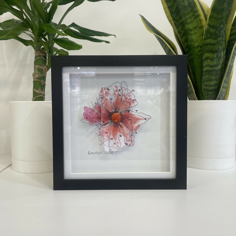 Framed Mixed Media Flower