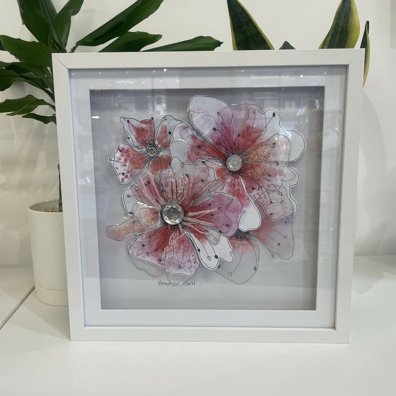 Framed Mixed Media Flowers